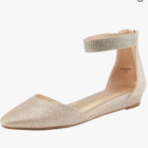 DREAM PAIRS Women's Low Wedge Ankle Strap Flats Shoes (Worn once!)